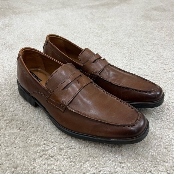 Clarks Collection Men Brown Cushion Toe Tilden Way Leather Loafers Shoes Men 9, - Picture 5 of 16